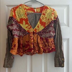 Free People Aloha Colorful Patchwork Women's Top